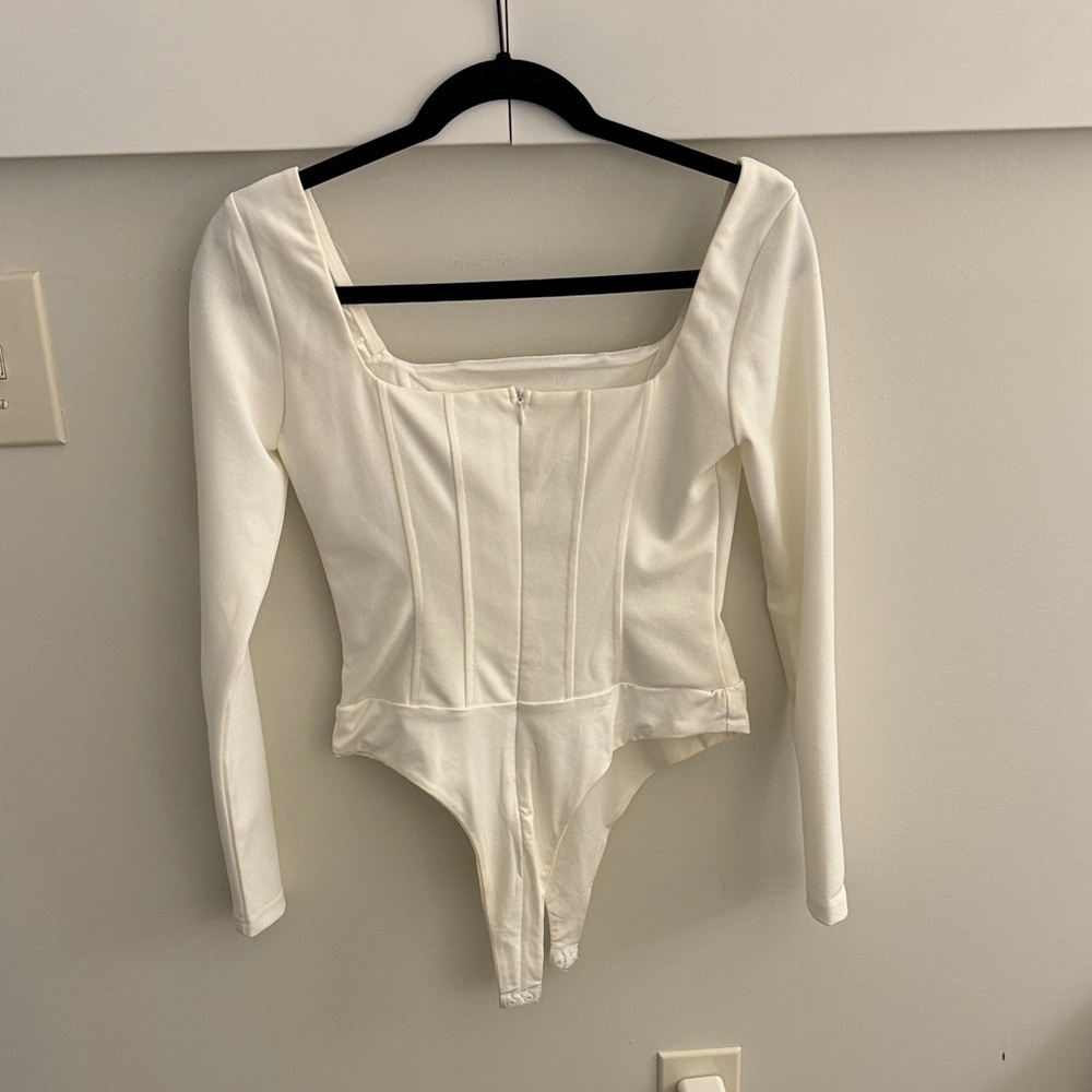 Princess Polly Cream white bodysuit long sleeve corset look - Picture 6 of 7